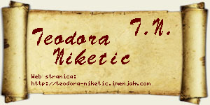 Teodora Niketić vizit kartica